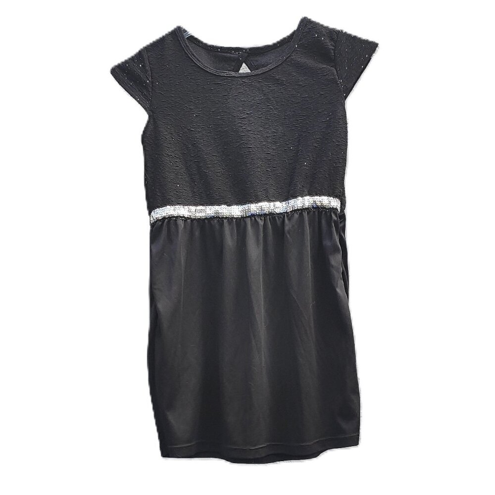 George Kid's Girl's Dress Black with Silver Sparkly Glitter Size Medium 7-8